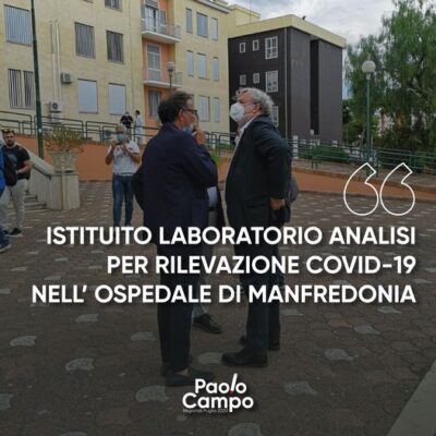 Istituito laboratorio analisi per rilevazione covid-19 nell’Ospedale di Manfredonia